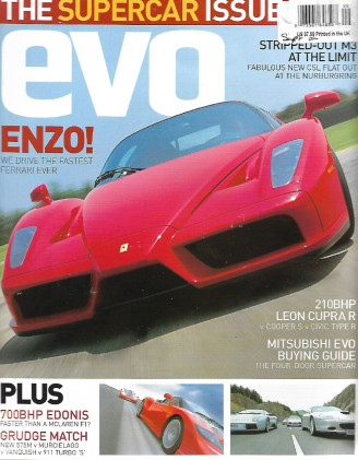 EVO THE THRILL OF DRIVING 2002 SEPT - ENZO, LEON CUPRA R v COOPER S v CIVIC R